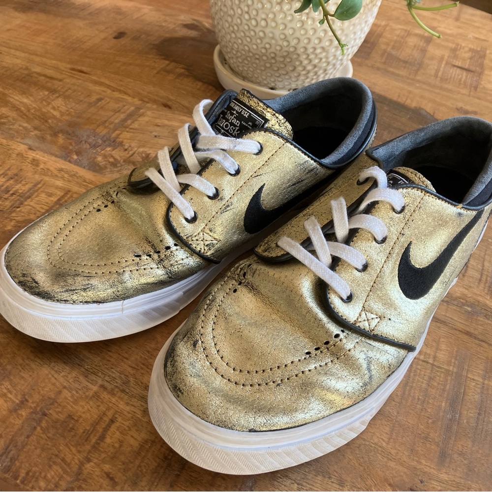 Nike SB Stefan Janoski Zoom Leather Rustic Metallic Gold Men SZ 8